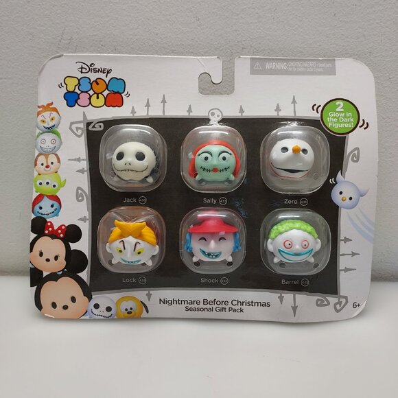 DISNEY NIGHTMARE BEFORE CHRISTMAS TSUM TSUM SEASONAL SET W/ 2 RARE GLOW IN DARK - Picture 1 of 7